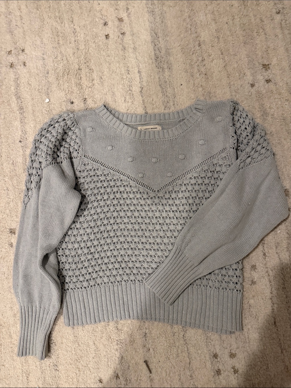 Lucky Brand gray puff sleeve sweater
